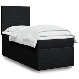 Pat box spring cu saltea, negru, 100x200 cm, textil GartenMobel Dekor