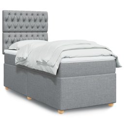 Pat box spring cu saltea, gri deschis, 100x200 cm, textil GartenMobel Dekor