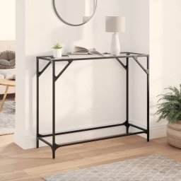 Masuta de cafea, blat din sticla transparenta, 98x35x81 cm otel GartenMobel Dekor