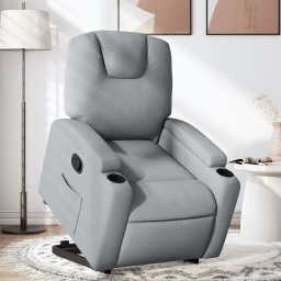 Fotoliu rabatabil cu ridicare, gri deschis, material textil GartenMobel Dekor