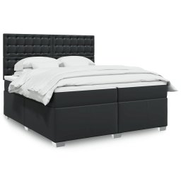 Pat box spring cu saltea, negru, 200x200 cm, piele ecologica GartenMobel Dekor