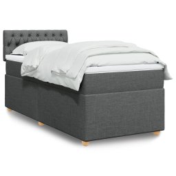 Pat cu arcuri cu saltea, gri închis, de o persoana, textil GartenMobel Dekor