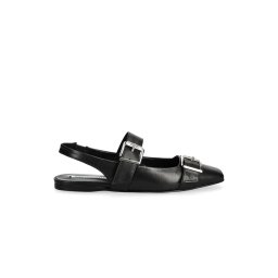 KARL LAGERFELD Flats Double Strap Pump KL40186 00s-black lthr w/silver