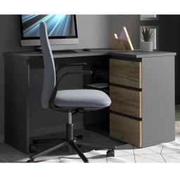 BIG502 - Masa de Birou 124 cm pentru colt, office - Gri Antracit - Stejar