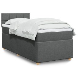Pat cu arcuri cu saltea, gri închis, de o persoana, textil GartenMobel Dekor