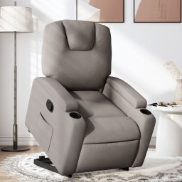 Fotoliu rabatabil cu ridicare pe verticala, gri taupe, textil GartenMobel Dekor