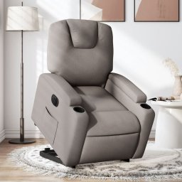 Fotoliu electric rabatabil cu ridicare, gri taupe, textil GartenMobel Dekor