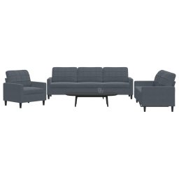 Set de canapele cu perne, 3 piese, gri închis, catifea GartenMobel Dekor