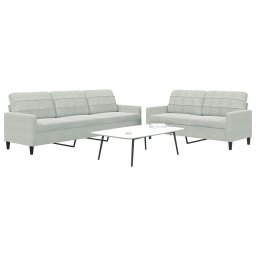 Set de canapele cu perne, 2 piese, gri deschis, catifea GartenMobel Dekor