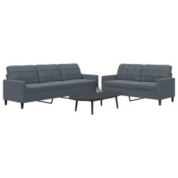 Set de canapele cu perne, 2 piese, gri închis, catifea GartenMobel Dekor