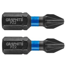 Varfuri, biti, de impact, PZ2, 1/4"", set 2 buc, PZ2x25 mm, Graphite