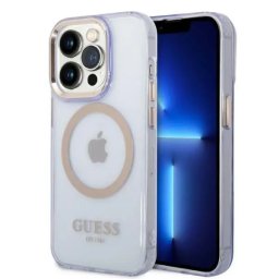 Husa Guess GUHMP14LHTCMU iPhone 14 Pro 6.1" purple/purple hard case Gold Outline Translucent MagSafe