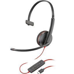 HP Poly Blackwire 3210 Monaural USB-C Headset +USB-C/A Adapter