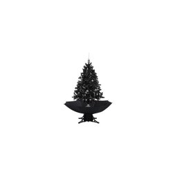 Brad de Craciun cu ninsoare si baza umbrela, negru, 140 cm, PVC