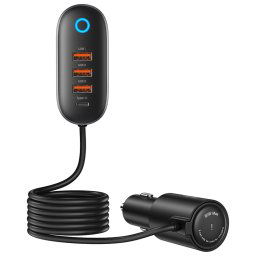 Incarcator Auto 3 X USB, Type-C 156W, USAMS US-CC161, Negru