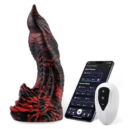 HiSmith WDA016-M Wildolo Glow-in-the-dark Liquid Silicone Dildo with App 22.1cm Black-Red