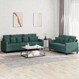 Set de canapele cu perne, 2 piese, verde închis, catifea GartenMobel Dekor