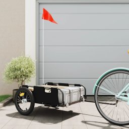 Remorca de bicicleta, negru, textil oxford si fier GartenMobel Dekor