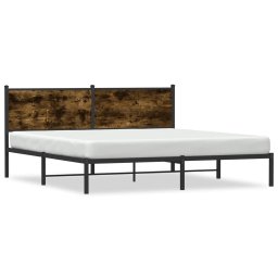 Cadru de pat metalic cu tablie, stejar fumuriu, 183x213 cm GartenMobel Dekor