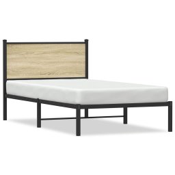 Cadru de pat metalic cu tablie, stejar sonoma, 100x190 cm GartenMobel Dekor
