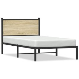Cadru de pat metalic cu tablie, stejar sonoma, 100x200 cm GartenMobel Dekor