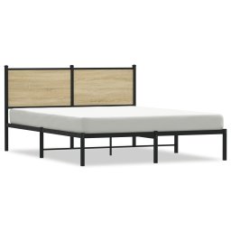 Cadru de pat metalic cu tablie, stejar sonoma, 150x200 cm GartenMobel Dekor