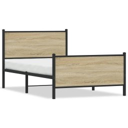 Cadru pat metalic tablie cap/picioare stejar sonoma 100x190cm GartenMobel Dekor