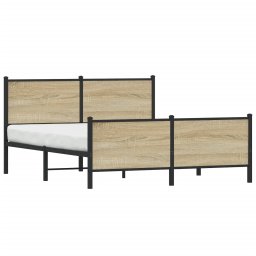 Cadru pat metalic cu tablie la cap/picioare, 137x190 cm GartenMobel Dekor