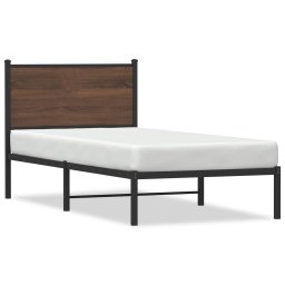 Cadru pat metalic cu tablie, stejar maro, 75x190 cm GartenMobel Dekor
