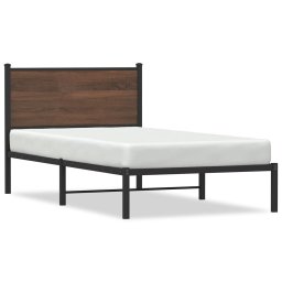 Cadru pat metalic cu tablie, stejar maro, 100x200 cm GartenMobel Dekor