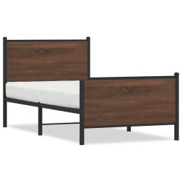 Cadru pat metalic tablie cap/picioare, stejar maro 75x190 cm GartenMobel Dekor