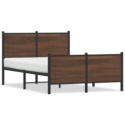 Cadru pat metalic tablie la cap/picioare stejar maro 120x190 cm GartenMobel Dekor