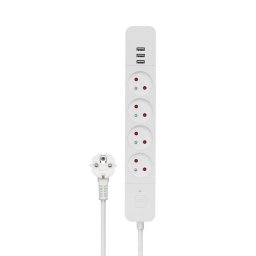 Prelungitor SAVIO Power strip 4 sockets and 3 x USB-A 1,5m white LZ-12