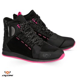 Ghete moto Urban femei All Season Ixon model Freaky WP LS culoare: negru/fuchsia (roz) (100% waterproof)