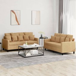 Set de canapele cu perne, 2 piese, maro, catifea GartenMobel Dekor