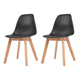 Scaune de bucatarie, 2 buc., negru, plastic GartenMobel Dekor