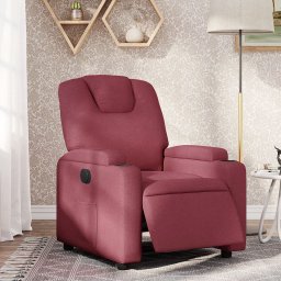 Fotoliu rabatabil electric, rosu vin, material textil GartenMobel Dekor