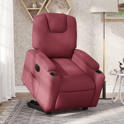 Fotoliu electric rabatabil cu ridicare, rosu vin, textil GartenMobel Dekor