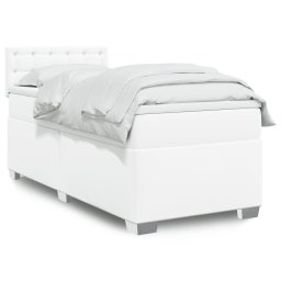 Pat box spring cu saltea, alb, 80x200 cm, piele ecologica GartenMobel Dekor