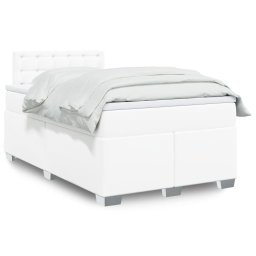 Pat box spring cu saltea, alb, 120x200 cm, piele ecologica GartenMobel Dekor