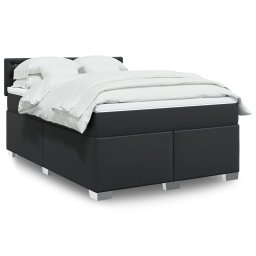 Pat box spring cu saltea, negru, 140x200 cm, piele ecologica GartenMobel Dekor