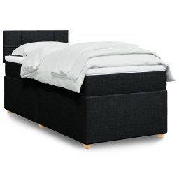 Pat box spring cu saltea, negru, 90x190 cm, textil GartenMobel Dekor