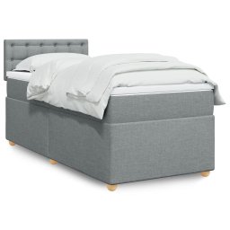 Pat box spring cu saltea, gri deschis, 90x190 cm, textil GartenMobel Dekor