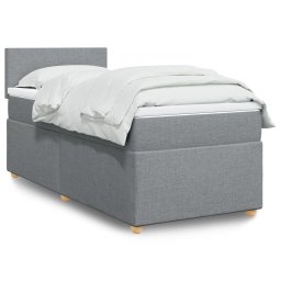 Pat box spring cu saltea, gri deschis, 90x190 cm, textil GartenMobel Dekor
