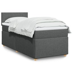 Pat box spring cu saltea, gri închis, 90x190 cm, textil GartenMobel Dekor