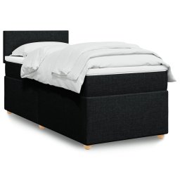 Pat box spring cu saltea, negru, 90x190 cm, textil GartenMobel Dekor