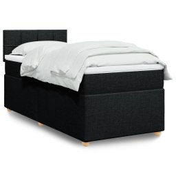 Pat box spring cu saltea, negru, 90x190 cm, textil GartenMobel Dekor