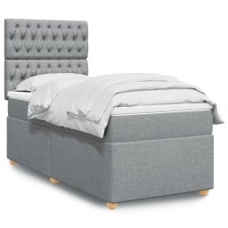 Pat box spring cu saltea, gri deschis, 90x190 cm, textil GartenMobel Dekor