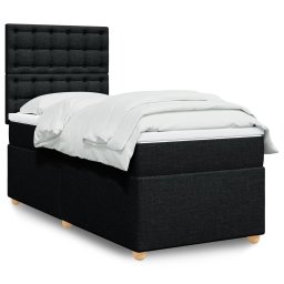 Pat box spring cu saltea, negru, 90x190 cm, textil GartenMobel Dekor
