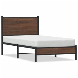 Cadru pat metalic cu tablie, stejar maro, 90x190 cm GartenMobel Dekor